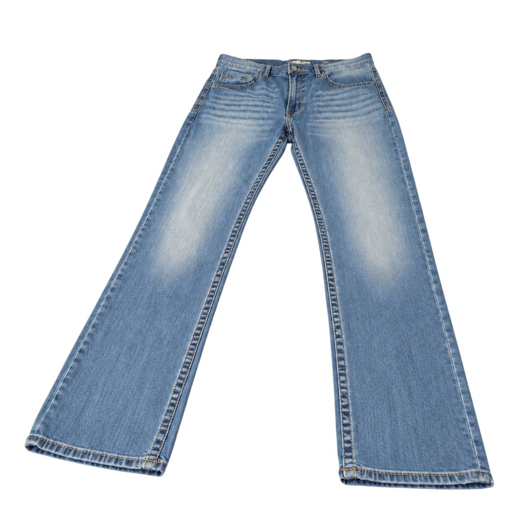 BKE Tyler Jeans Mens 34L Blue Straight Leg Medium Wash Stretch Denim 34x32